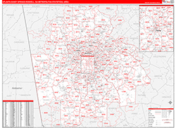 Atlanta-Sandy Springs-Roswell Metro Area Wall Map Red Line Style 2026